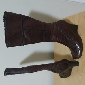 Brown leather mid-calf boots from Also in 36.